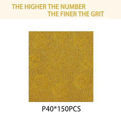 150PCS 40 Grit Gold Sanding Discs, 5-Inch 8-Hole Sandpaper for Random Orbital Sander, for Automotive or Woodworking