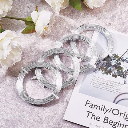 Fashewelry 5mm Aluminum Flat Bendable Craft Wire Silver 32.8Ft Nose Wire for Christmas Tree Decoration Face Masks Sculpture Resin Bezel Frame Jewelry Ring Making Wrapping Plant Bonsai