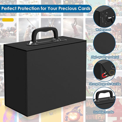 110+ Magnetic Card Holder Card Deck Case, Leather Magnetic Closure Commander Card Portable Storage Box Card Holders Fit for Baseball Cards, Sports Cards, MTG, Game Card Standard Cards