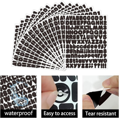 Letter Sticker,1/2 inch 10 Sheets Black Alphabet Sticker,Self Adhesive Vinyl Letter Stickers Mailbox Numbers,Self Adhesive Letters Stickers for Bulletin Boards Classroom Home Decor