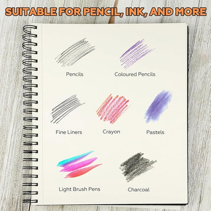 5.5" x 8.5" Sketch Book ，2 Pack 80-Sheets (68lb/100gsm)，Double-Sided Hardbound Sketchbook, Spiral Bound,Acid Free Paper Painting Drawing Writing Sketching Pad for Kids Adult Teens Girls Boys