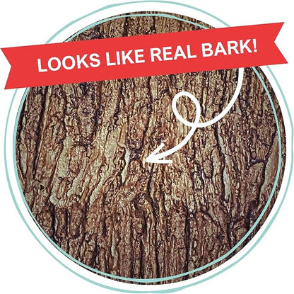Realistic Faux Brown Bark Xmas Tree Skirt Hides Fake Pole, By Christmas Tree Hugger
