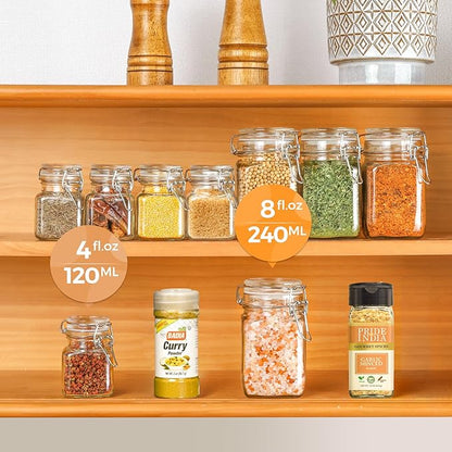 ComSaf Small Glass Jars with Airtight Lid Set of 6, Spice Jars 8 oz, Mason Jars 8 oz, Small Canning Jar, 8oz Jars with Lids for Kitchen, Jam, Jelly, Honey, Herb, Candy, Beans, Dessert, Sugar, Parfait