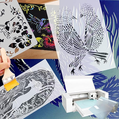 Mylar Blank Stencil Sheet for Stencil Cutting,Craft Translucent 12 x 24 inch 8 Sheets 10 mil Acetate Template Material (8 Sheets, 10mil)
