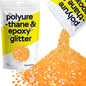 Hemway Polyurethane & Epoxy Resin Glitter 100g / 3.5oz Metallic Crystal Flake Additive for Flooring Jewelry Tumblers Glass Pigment - Super Chunky (1/8" 0.125" 3mm) - Fluorescent Orange