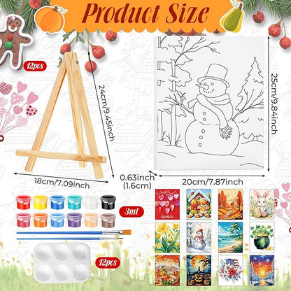 Zhanmai 12 Pack Pre Drawn Canvas for Painting Sip and Paint Kit 8" x 10" Paint Party Set Canvas Painting Pre Printed Canvases for Party Favor DIY Virtual Adult's Date Night (Classic Style)