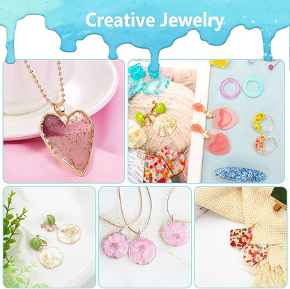 UV Resin Jewelry Making Kit, 400g Crystal Clear Resins with Light and Molds, DIY Jewelry Making Resin Kits, Resina Starter Kit for Keychain, Hair Clip and Earring