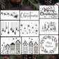 Christmas Stencils for Crafts Reusable Christmas Window Stencil Xmas Village House Holiday Stencils for Painting on Wood Door Mats Fabrics Decor