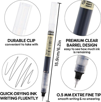 RIANCY Liquid Ink Rollerball Gel Pens, 0.5mm Extra Fine Point Tip, 12ct Assorted Colors, Smooth Writing No Smear No Bleed, Vibrant for Journaling, Drawing, Sketching, School Notes & Art Supplies