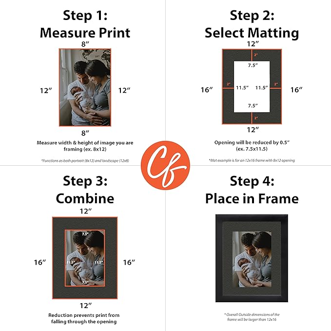 Craig Frames B572 Pre-Cut Mat Board for 12x12 Print, 24x24, Pebble Black