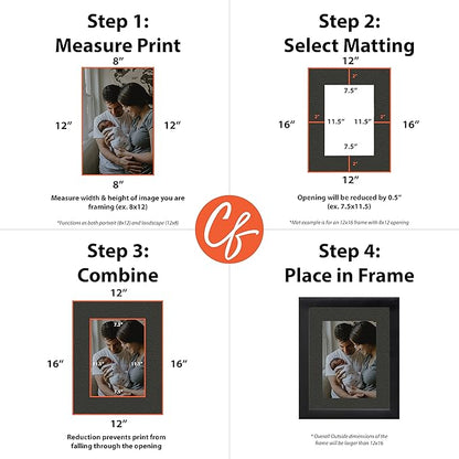 Craig Frames B572 Pre-cut Mat Board for 12x12 Print, 16x16, Pebble Black