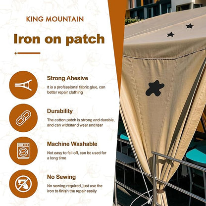Iron on Patches, 8 Pieces Iron on Canvas Patches, Fabric Patches for Couch, Tent, Clothing, Seat, Canvas Repair Decorating Kit 3.7" by 4.9" (9.5 cm x 12.5 cm, Brown)