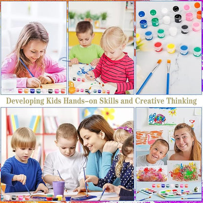 280 Pcs Mini Acrylic Paint Set for Kids, 12 Colors Washable Acrylic Paints Strip for Kids&Adults Craft Kit, with Mini Painting Container for Easter Eggs Art Craft Easter Gifts Party Birthday