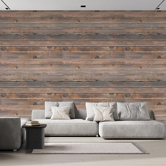 wall26 Horizontal Brown Vintage and Retro Wood Textured Paneling, Wall Mural, Removable Wallpaper, Home Decor - 108x120 inches