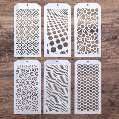 DIY Decorative Stencil Template for Scrapbooking Painting on Wall Furniture Crafts, Set of 6 (Geometry)