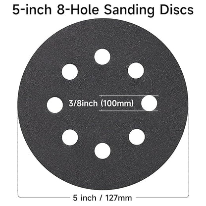 80PCS 5 inch Wet Dry Sanding Discs, Silicon Carbide Orbital Sander Hook and Loop Sandpaper 320 400 600 800 1000 1200 1500 2000 Grit, Best for Metal, Automotive Sanding