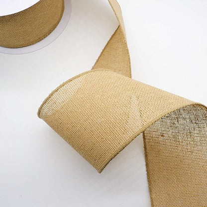 CT CRAFT LLC Burlap Fabric Wired Ribbon 4" x 20 Yards Natural Color for Christmas Home Wedding Decor Gift Wrapping Tree Topper Bow Wreath Bouquet DIY Crafts