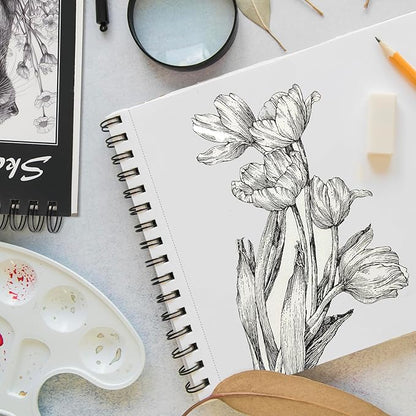 CONDA 5.5 x 8.5 Sketchbook Book - Top Spiral Bound Pad, 2 Packs of 100-Sheets (68lb/100gsm) Acid Free Artistic Paper for Drawing, Painting, Writing - Ideal for Beginners Artists