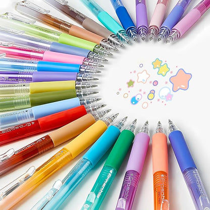 BAYTORY 24Pcs Colored Erasable Gel Pens, Fine Point 0.7mm, Retractable Assorted Colors Pen with Eraser, Smooth Writing Erasable Pens for Drawing Crossword Puzzles