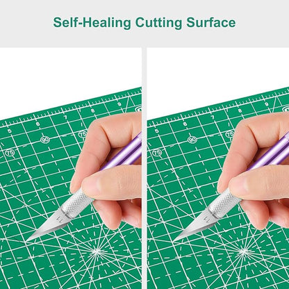Headley Tools 17"x17" Rotating Cutting Mat, Self Healing Mat with 360-Degree Rotation & Anti-Slip Base, Sewing Board Cutting Mat Perfect for Fabric Quilting Leather Hobby Project, Green