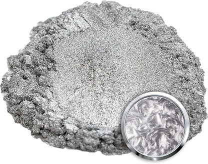 Eye Candy Pigments Premium Silver Mica Powder - Jungin Silver (50gr) - for Epoxy, Resin, Soap, Paint, Woodworking, Acrylic Pouring, Bath Bombs, Fishing Lures - DIY Arts and Crafts Additive