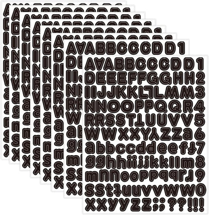 Letter Sticker,1/2 inch 10 Sheets Black Alphabet Sticker,Self Adhesive Vinyl Letter Stickers Mailbox Numbers,Self Adhesive Letters Stickers for Bulletin Boards Classroom Home Decor