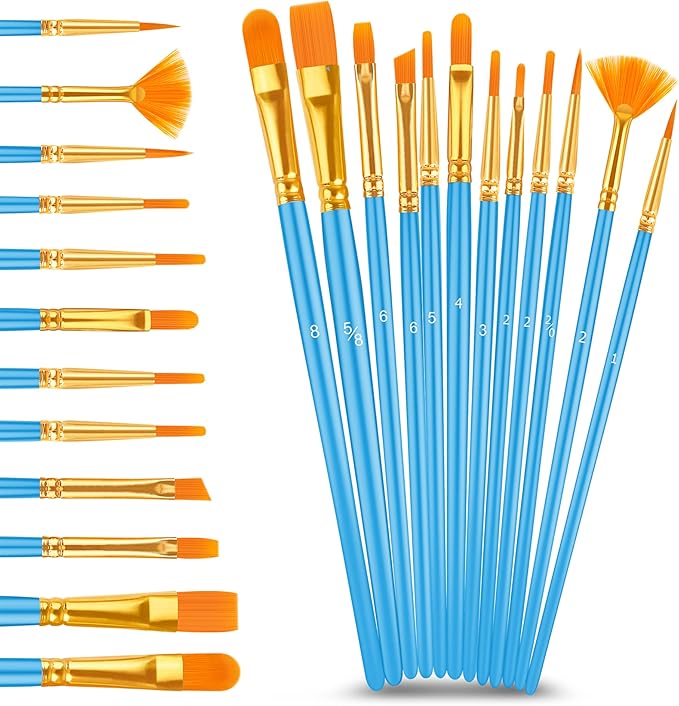 Acrylic Paint Set With 12 Brushes, 24 Colors (59ml, 2oz) Art Craft Paints for Adults Artists Beginners Painters, Canvas Halloween Pumpkin Ceramic Wood Rock Painting Art Supplies (Metallic)