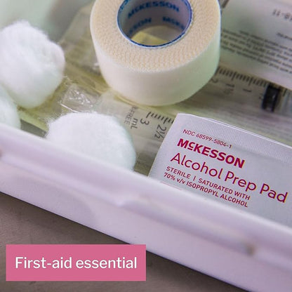 McKesson Alcohol Prep Pads [Pack of 4000] 70% Isopropyl, Individually Wrapped Wipes, Sterile, Medical-Grade, First Aid, Medium, 200 Count, 20 Boxes