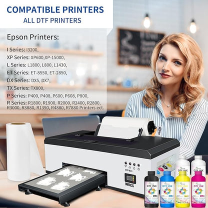 DTF Ink 500mlx6 for I3200 XP600 R1390 L1800, ET-8550, ET-2850, XP-15000, R2400, L800, 1430, P400, P800, R2000, Heat Transfer Ink Conversion Kit Refill for All DTF Printers, for DTF Film