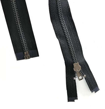 Leekayer Zipper #5 24 Inch Separating Zipper Black Nickel Metal Zipper 60 cm Zipper for Sewing Bag Crafts Jacket Zipper Repair Coats Bulk 2pcs