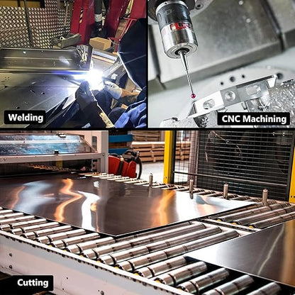 6061 T651 Aluminum Sheet Metal 6 x 12 x 1/4 Inch Flat Plain Aluminum Plate Covered with Protective Film, Heat Treatable Rectangle 6MM Thick Aluminum Metal Plate for Industrial