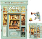Fsolis Book Nook Kit - DIY Miniature House Kit 3D Puzzles for Adults Beginners Tiny House Mini Booknook Craft Bookshelf Decor, 281 Wooden Pieces, Gifts for Women Teenagers Book Lovers (Muse Bookstore)