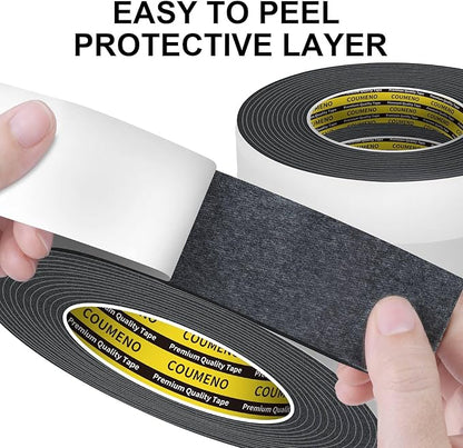 2 Pack EVA Single-Sided Adhesive Black Foam Tape,2inx16.4FT Single-Sided Sealing Strip Foam Pad Sponge Tape Window Weatherproof, Self-Adhesive Insulation Sealing Tape