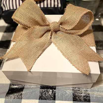 KINJOEK 6 Inch Wide 11 Yards Burlap Ribbon, Natural Jute Fabric Ribbon Crafts Ribbon for Christmas Wedding Gifts Burlap Fabric DIY for Decoration