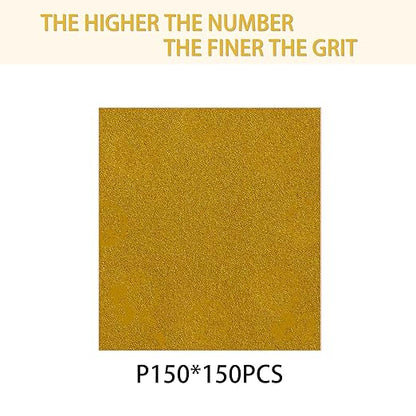 150PCS 150 Grit Gold Sanding Discs, 5-Inch 8-Hole Sandpaper for Random Orbital Sander, for Automotive or Woodworking