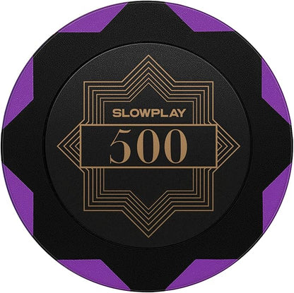 SLOWPLAY Nash Clay Poker Chips, 14 Grams Heavyweight Clay Composite, 40mm Large Chips in Bulk, Pack of 50 with Denomination of 500
