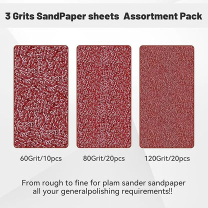 1/4 Sandpaper Sheet,4-1/2"*5-1/2" Assorted 60-80-120,50PACK