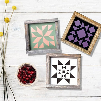 Stencils for Painting on Wood Reusable 3inch Barn Quilt Stencil for Crafts Drawing Templates for Wood Sign Fabrics Paper Card Decor
