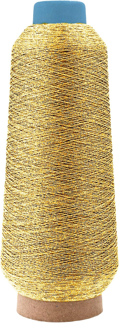 Mandala Crafts 4 Pack of Serger Threads Cones Spools - 150D/2 Polyester Metallic Gold Threads for Sergers Machine and Overlock Quilting Sewing Machine