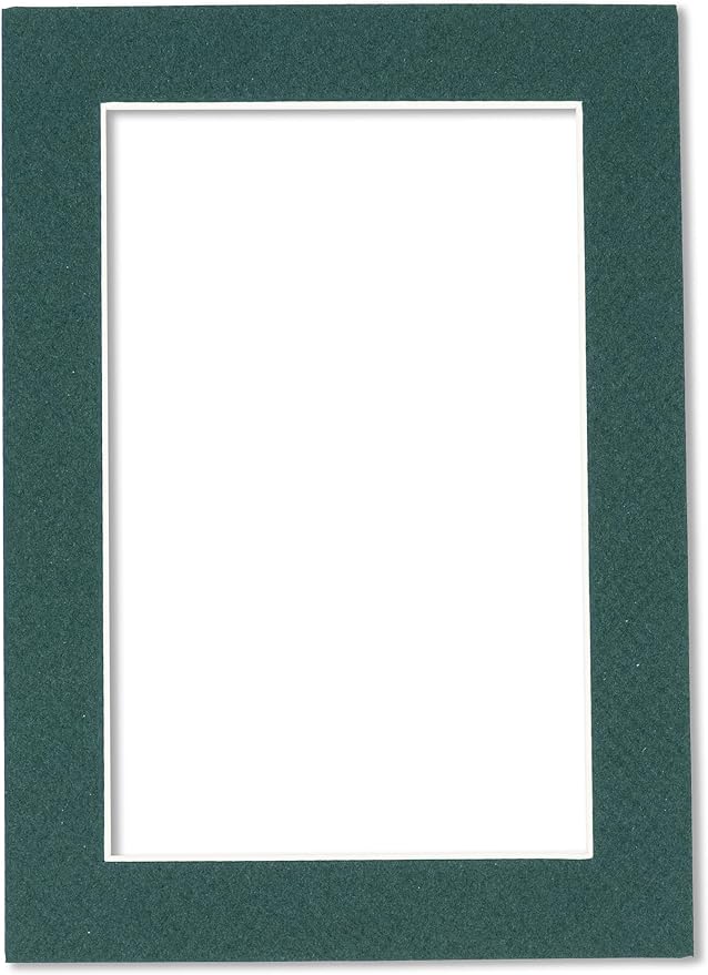 Pack of 25 Acid Free 8x10 Mats Bevel Cut for 5.5x8.5 Photos - Forest Green Precut Matboards For Pictures, Photos, Framing - 4-ply Thickness