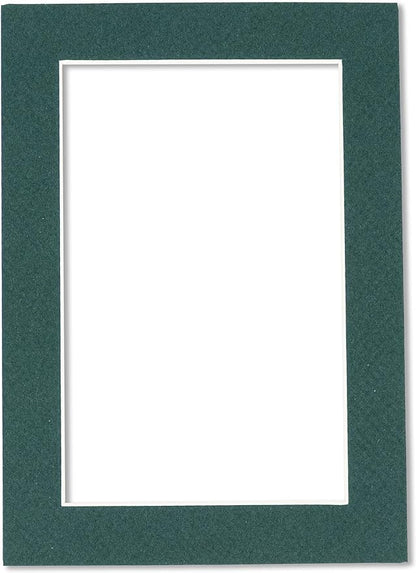 Pack of 25 Acid Free 8x10 Mats Bevel Cut for 5.5x8.5 Photos - Forest Green Precut Matboards For Pictures, Photos, Framing - 4-ply Thickness