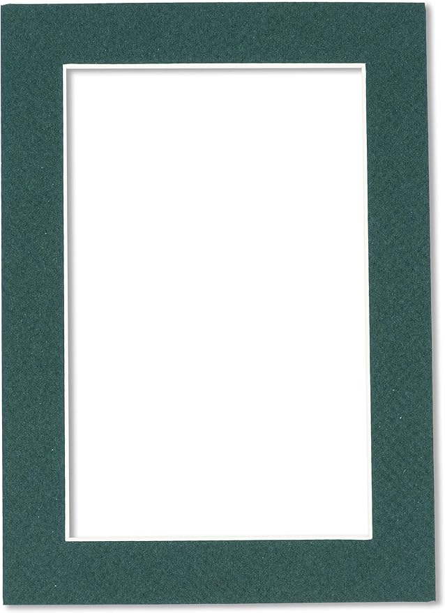 8x10 Mat Bevel Cut for 5.5x8.5 Photos - Acid Free Forest Green Precut Matboard With Backing Board and Crystal Clear, Self Seal Photo Mat Bag - For Pictures, Photos, Framing - 4-ply Thickness