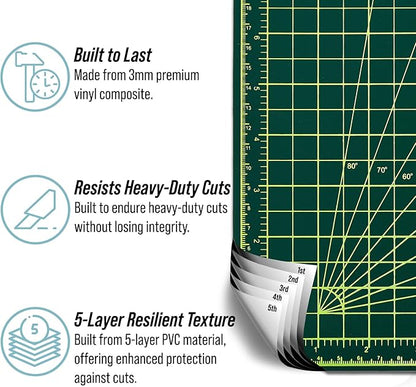 Adir Professional Self Reversible Healing Cutting Mat, 36 by 48-Inch, Green/Black