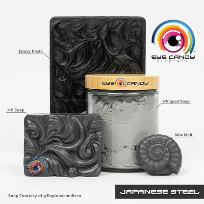 Eye Candy Pigments Premium Grey Mica Powder - Japanese Steel Grey (25gr) - for Epoxy, Resin, Soap, Paint, Woodworking, Acrylic Pouring, Bath Bombs, Fishing Lures - DIY Arts and Crafts Additive
