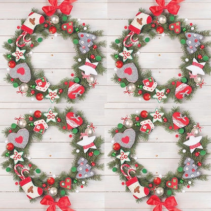 20-ct 13x13 Christmas Paper Decoupage Napkins, 3-Ply Servilletas Tissue Napkin for Dinner and Parties, Disposable Napkins (Wreath X)