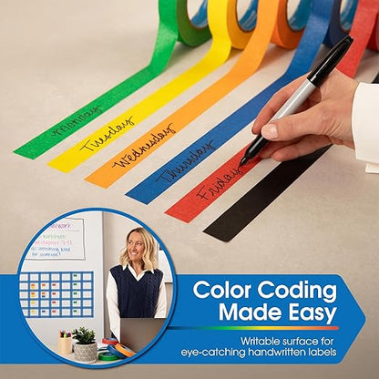 Spartan Industrial - 1" X 60 yd Orange Tape - 6 Colored Masking Tape Rolls for Home, Office, School Use - No Residue, 5.5 Mil