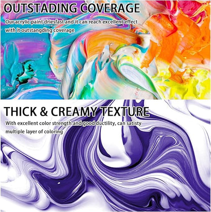 SNOWSUN Acrylic Paints, Large Bulk Heavy Body Acrylic Paint (42.4 oz, 1L) - Non Toxic Gloss Thick Art Paint for Multi-Surface, Canvas Wood Ceramic and Leather, Stone Craft, for Artists & Beginners, Violet