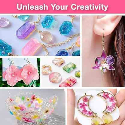 YIEHO 300g UV Resin Kit with Light and Molds, Upgraded Crystal Clear Hard UV Curing Premixed Resin Starter Jewelry Making Kit for DIY Keychain, Earring and Necklace