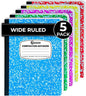 Rosmonde 5 Pack Composition Notebook Wide Ruled, 200 Pages (100 Sheets), 9-3/4x7-1/2, Notebooks for Work, Back to School Supplies, Hard Cover Composition Books, Notebooks for Women, Colors May Repeat