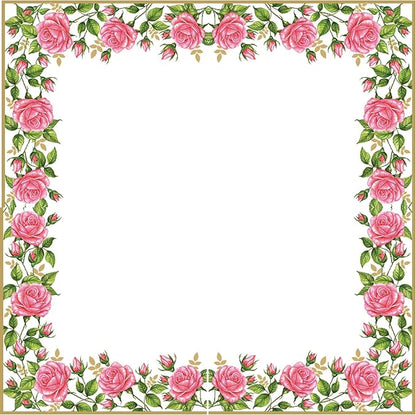 20-ct 13x13 Flowers Paper Luncheon Decoupage Napkins, 3-Ply Servilletas Printed Flower Border Cocktail Napkin for Art, Dinner and Party, Disposable Napkins Decor